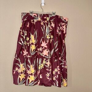 Torrid Burgundy Floral A-Line Skirt